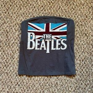 NWOT The Beatles Graphic Tube crop top English flag